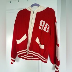 Y2K Altar'd State Red and White zip up Sweater
